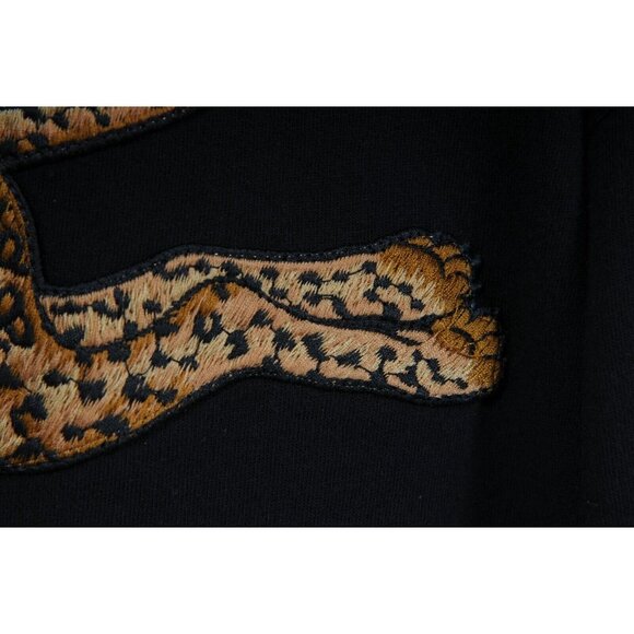 Gucci Mens Embroidered Leopard Logo T Shirt Medium Black Cotton Short Sleeve - Picture 9 of 11